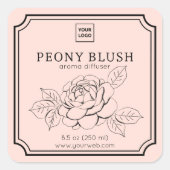 Pioenroze Bloemengeur Verspreider Label (Voorkant)