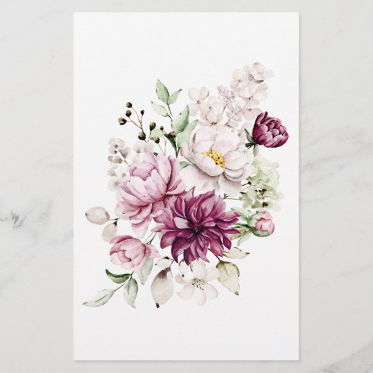 Pioenroze bloemenspel over onder flyer (Achterkant)