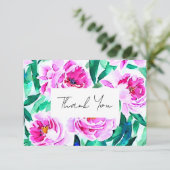 Pioenroze Bloemige Bruids Shower Bedankkaart (Staand voorkant)