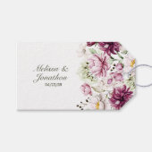 Pioenroze bordeaux bloemenbruiloft cadeaulabel (Voorkant (Horizontaal))