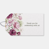 Pioenroze bordeaux bloemenbruiloft cadeaulabel (Achterkant Horizontaal)