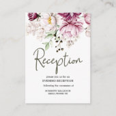 Pioenroze bordeaux bloemenbruiloft informatiekaartje (Voorkant)