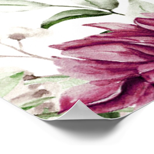 Pioenroze bordeaux bloemenbruiloft liefde is zoet poster (Hoek)