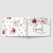 Pioenroze bordeaux bloemenelegante bruiloft gastenboek (Volledig)