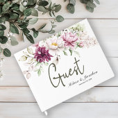 Pioenroze bordeaux bloemenelegante bruiloft gastenboek