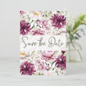 Pioenroze bordeaux bloesem Save the Date (Staand voorkant)