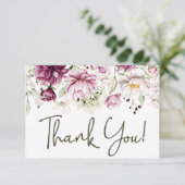 Pioenroze Bourgondië bloemig elegant Bedankkaart (Staand voorkant)