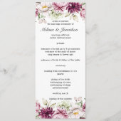 Pioenroze Bourgondië Floral bruiloft programma Programmakaart (Voorkant)