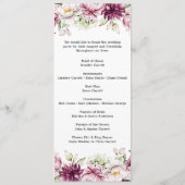 Pioenroze Bourgondië Floral bruiloft programma Programmakaart (Achterkant)