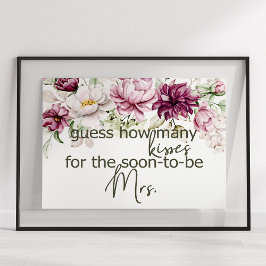 Pioenroze Bourgondië raden hoeveel kussen spel Poster