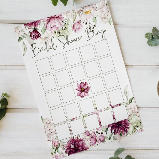 Pioenroze Elegant Bloemen Bruids Bingo