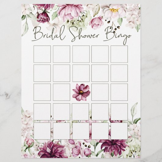 Pioenroze Elegant Bloemen Bruids Bingo (Voorkant)