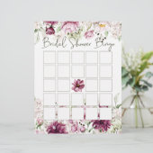 Pioenroze Elegant Bloemen Bruids Bingo (Staand voorkant)