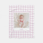 Pioenroze Gingham Geruite Foto Fleece Deken (Voorkant)