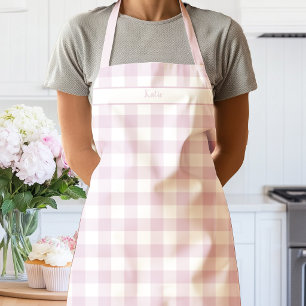 Pioenroze Gingham Geruite Schort