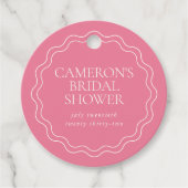 Pioenroze | Golflijn Schaalrand Bruidsdouche Bedankjes Labels (Voorkant)
