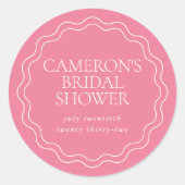 Pioenroze | Golfvormige Scalloprand Trouwfeest Ronde Sticker (Voorkant)