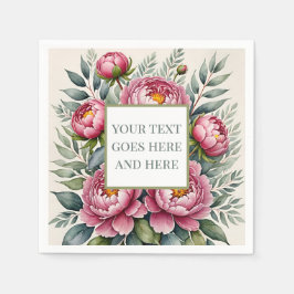 pioenroze waterverf bloemen maak je eigen servet