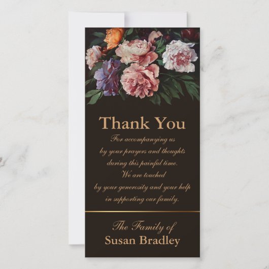 Pioenrozen 1 rouwkaart bedankje bijpassende stempe bedankkaart (Voorkant)