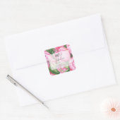 Pioenrozen 90ste Verjaardagsfeest  Vierkante Sticker (Envelop)