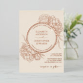 Pioenrozen Bloemige Elegante ECHTE Roze Gouden Bru Folie Uitnodiging (Staand Voorkant)