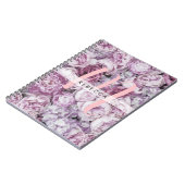 Pioenrozen Bloemige Roze Script Monogram Notitieboek (Linkerzijde)