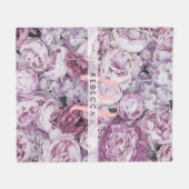 Pioenrozen Bloemrijk Roze Schrift Monogram Fleece Deken (Voorkant (Horizontaal))