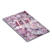Pioenrozen Bloemrijk Roze Schrift Monogram Notitieboek (Rechterzijde)