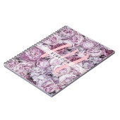 Pioenrozen Bloemrijk Roze Schrift Monogram Notitieboek (Linkerzijde)