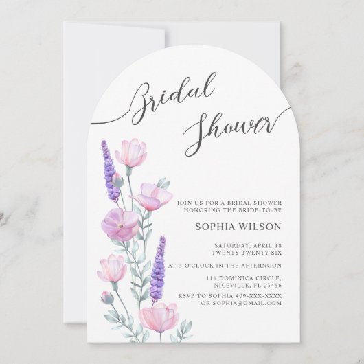 Pioenrozen bruids douche uitnodiging (Voorkant)