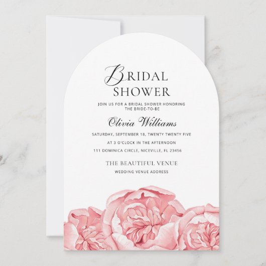 Pioenrozen bruids douche uitnodiging (Voorkant)