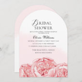 Pioenrozen bruids douche uitnodiging (Voorkant / Achterkant)