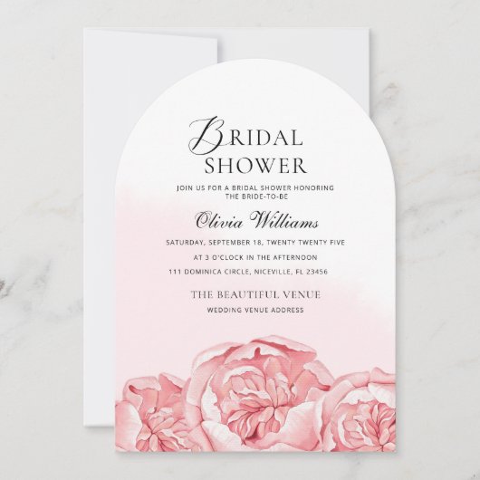 Pioenrozen bruids douche uitnodiging (Voorkant)