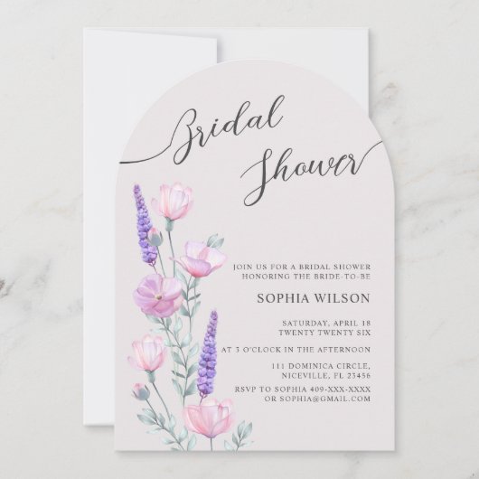 Pioenrozen bruids douche uitnodiging (Voorkant)