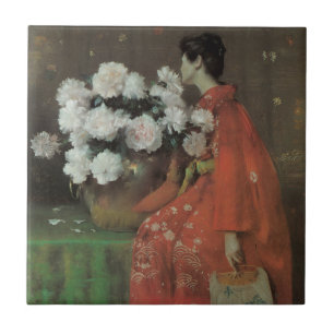 Pioenrozen door William Merritt Chase, Vintage Fin Tegeltje