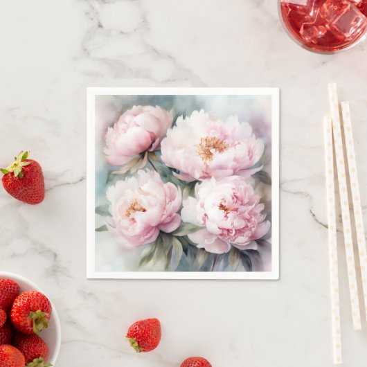 Pioenrozen Dreams Bloemen Waterverf Servet (Insitu)