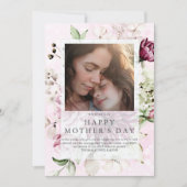 Pioenrozen elegante foto moederdag feestdagenkaart (Voorkant)