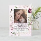 Pioenrozen elegante foto moederdag feestdagenkaart (Staand voorkant)