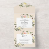 Pioenrozen en Anemonen bloeiende Trouwbloosems All In One Uitnodiging (Binnen)