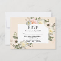 Pioenrozen en Anemonen Romantische RSVP Kaart
