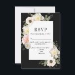 Pioenrozen en Anemonen Romantische RSVP Kaart<br><div class="desc">Ik heb deze uitnodiging gemaakt,  geïnspireerd door pioenrozen en anemonen in bruidsboeketten. Deze prachtige bloemen sieren trouwkaarten.Volledige suite beschikbaar https://www.zazzle.com/collections/peonies_and_anemones_moody_suite-119101156263650274</div>