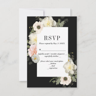 Pioenrozen en Anemonen Romantische RSVP Kaart