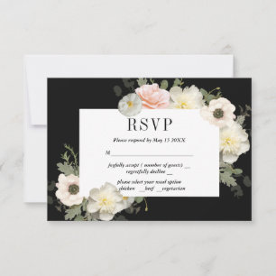 Pioenrozen en Anemonen Romantische RSVP Kaart