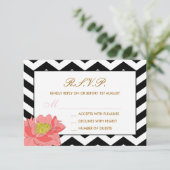 Pioenrozen en Chevrons RSVP Kaartje (Staand voorkant)