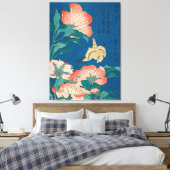 Pioenrozen en een Canarisch Beroemd Poster Canvas Afdruk (Insitu (Slaapkamer))