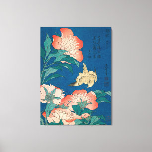 Pioenrozen en een Canarisch Beroemd Poster Canvas Afdruk