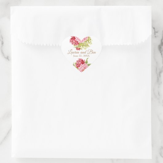 Pioenrozen en Hortensia Hart Stickers (Tas)