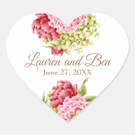 Pioenrozen en Hortensia Hart Stickers