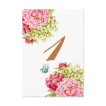 Pioenrozen en Hortensia Nummer 1 Tafelkaart