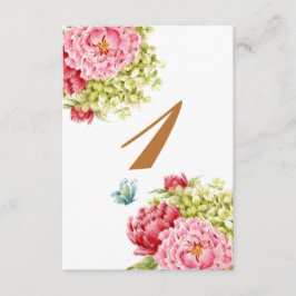 Pioenrozen en Hortensia Nummer 1 Tafelkaart RSVP Kaartje